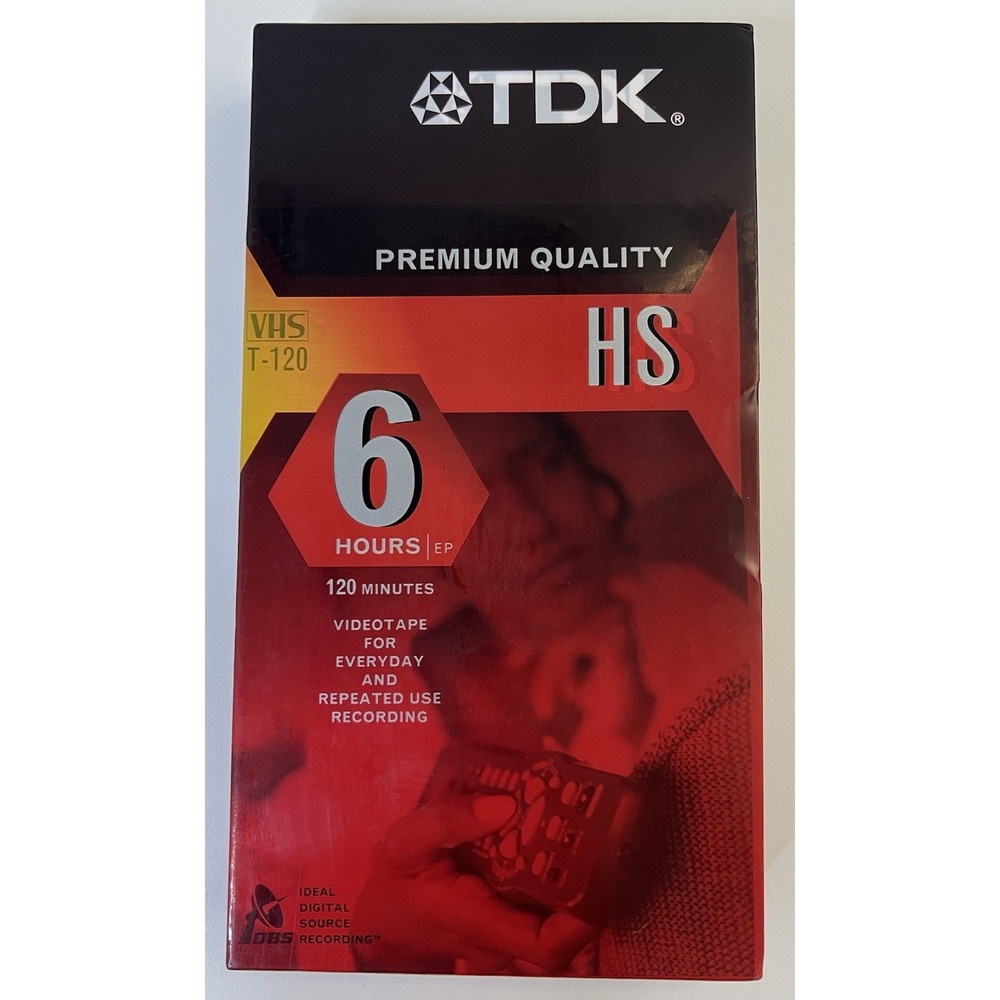 TDK HS Premium Quality Blank VHS Tape - T-120 - Factory Sealed